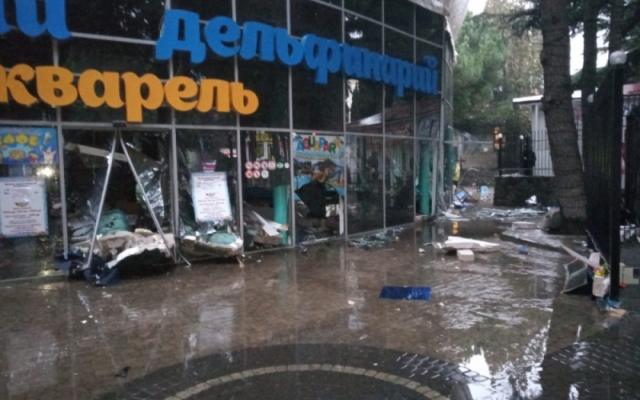 В Алуште разнесло бассейн с дельфинами Фото № 0 В Алуште разнесло бассейн с дельфинами Фото № 0