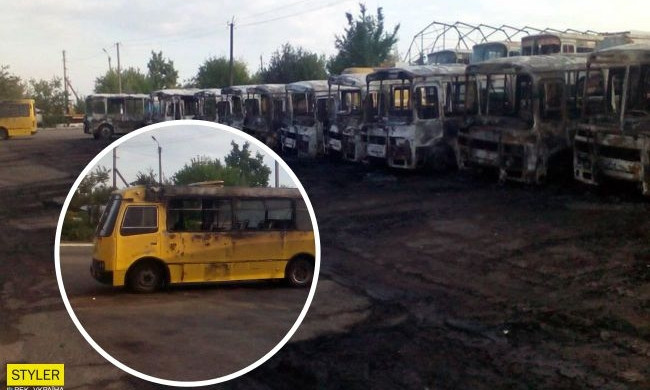 Под Черкассами огонь за считанные минуты уничтожил автопарк (ВИДЕО)