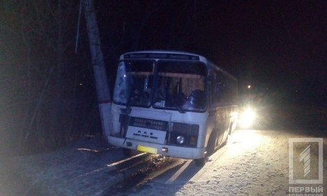 Первая "жертва" гололеда - в Кривом Роге автобус въехал в электроопору