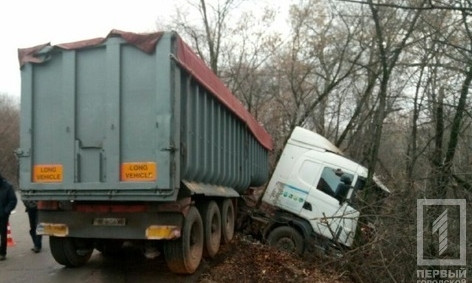 На Никопольском шоссе грузовик врезался в дерево