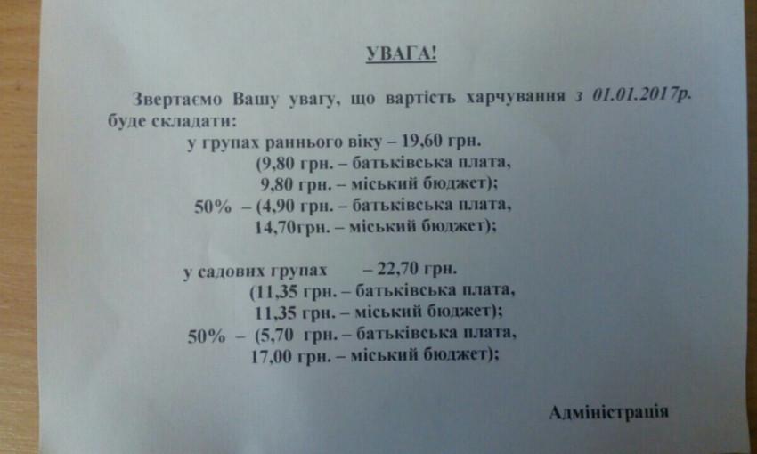 В Кривом Роге подорожает питание в детских садах