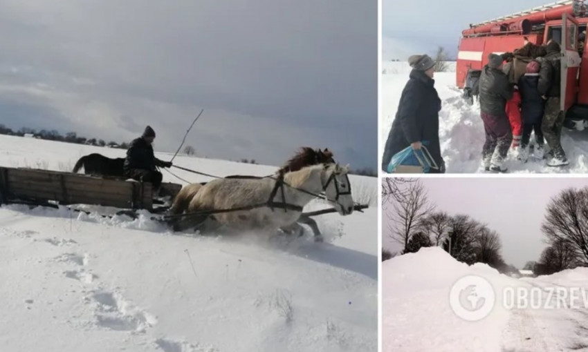 Под Житомиром скорая застряла в снегу и больную девочку везли на госпитализацию на лошадях (ФОТО)