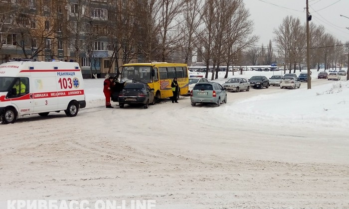 В Кривом Роге Жигули врезались в пассажирский автобус