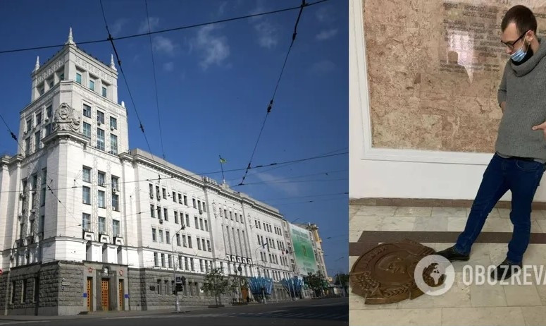 В харьковском горсовете "декоммунизированный" барельеф тут же вернули на место: активисты разгневаны (ФОТО)