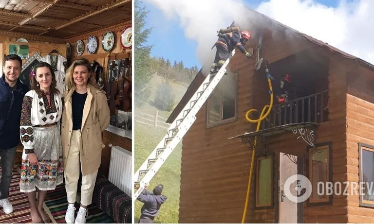 На Прикарпатье пожар в комплексе, который на прошлой неделе посетили Владимир и Елена Зеленские (ФОТО)